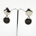 Boucle d'oreille clip pendante ronde - gris
