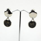 Boucle d'oreille clip pendante ronde - gris
