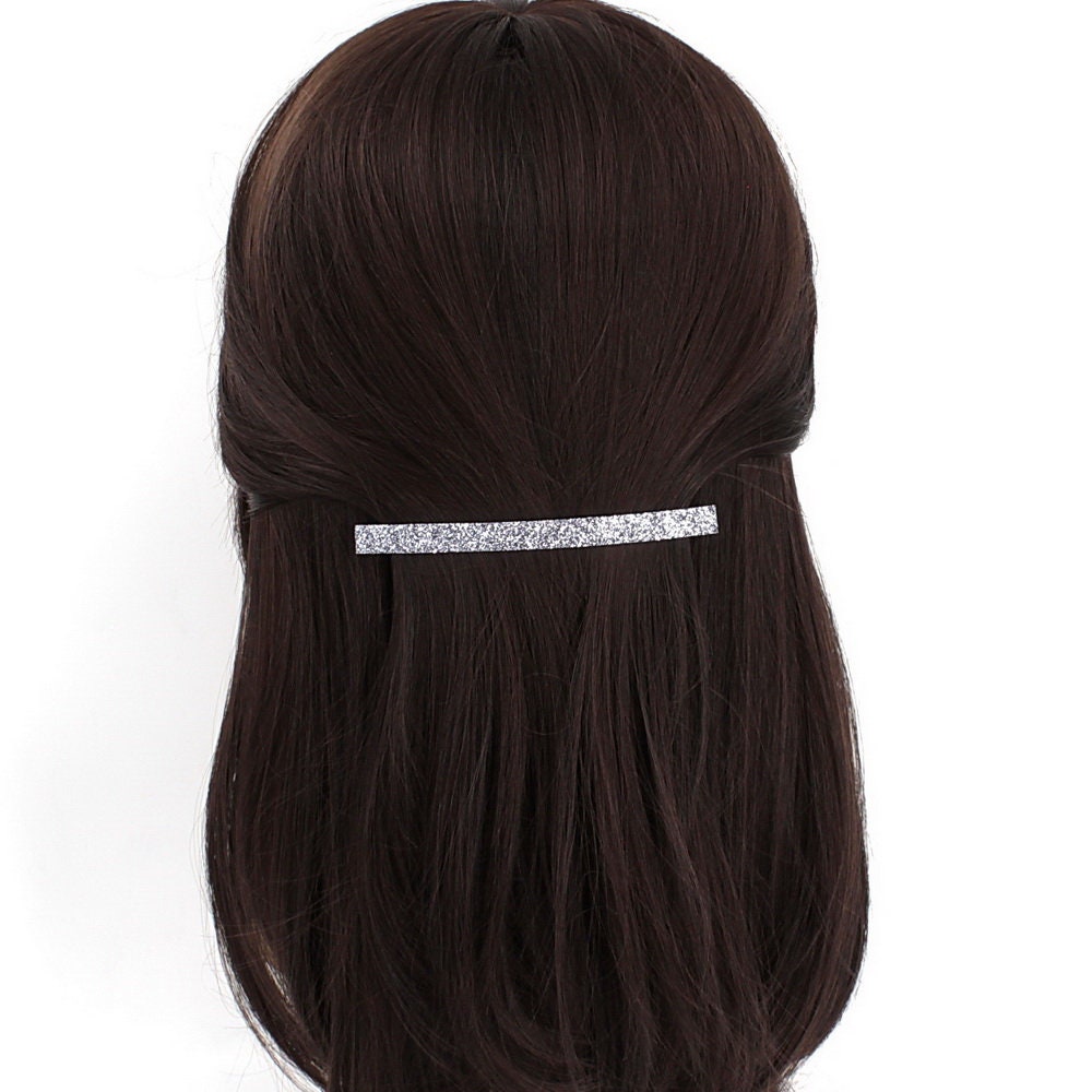 Barrette cheveux paillettes fines longue 10cm
