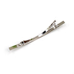 Barrette Fine Longue Métal Strié 11cm argenté Clip Paris cheveux fins