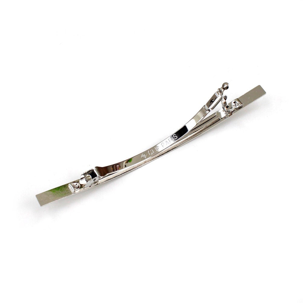 Barrette fine longue en métal strié