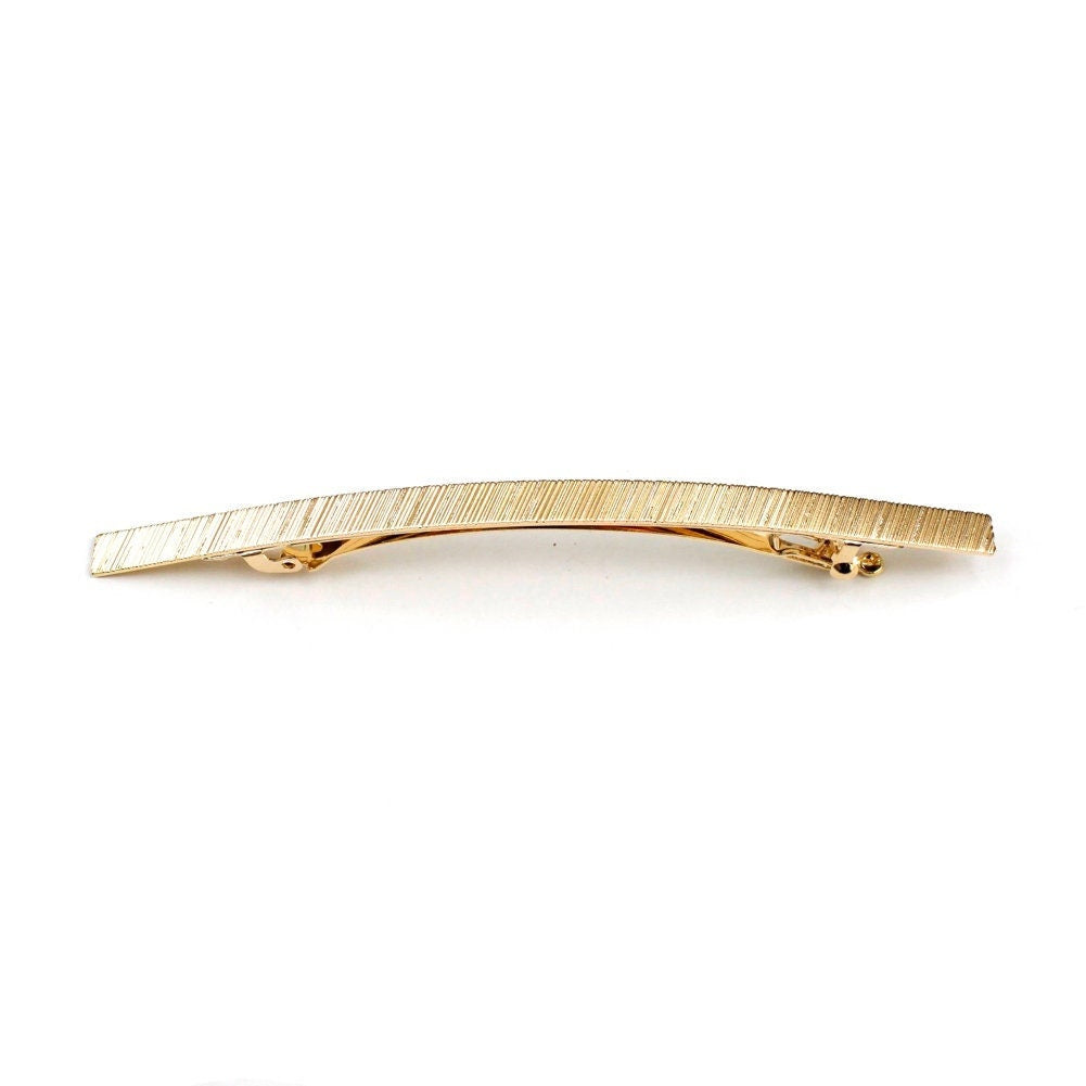 Barrette fine longue en métal strié