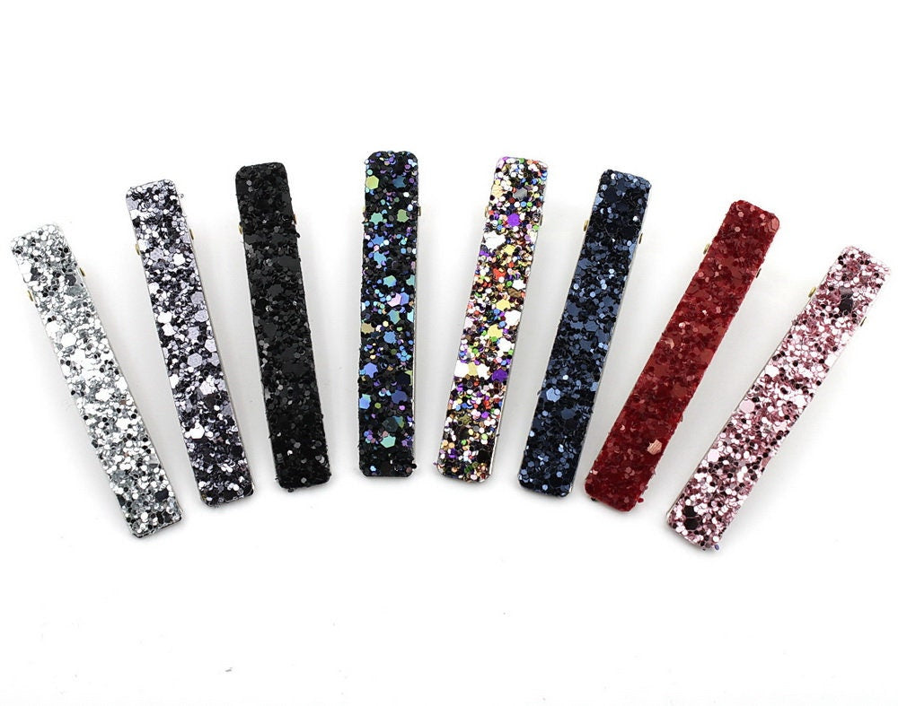 Pince cheveux paillettes 6cm - rose