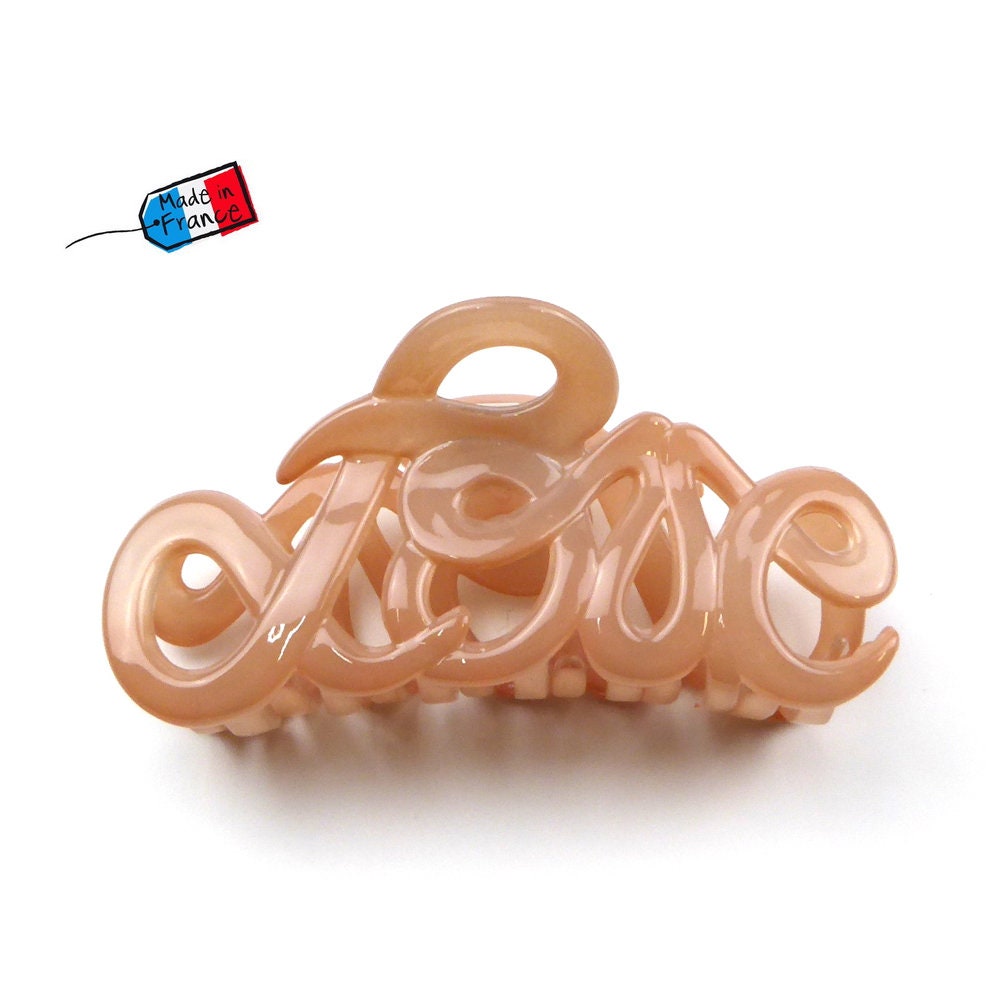 Pince à cheveux "Love" 8,5cm en acétate, élégante, Made in France