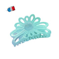 Pince à cheveux fleur acétate Vert eau – Fait main, Made in France 8 cm 