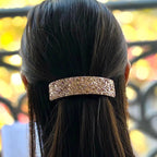 Barrette cheveux paillette 9.5cm, accessoire cheveux - doré, or rose, marron