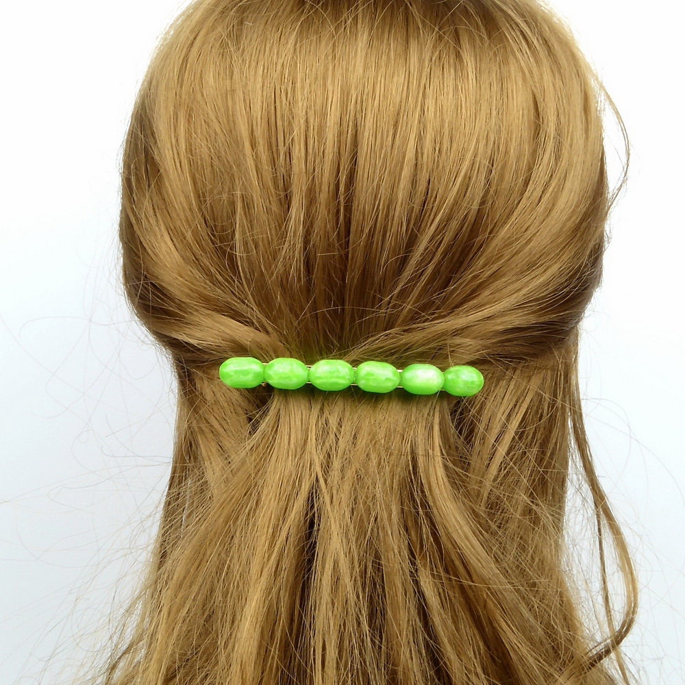 Barrette cheveux perle ovale 8cm