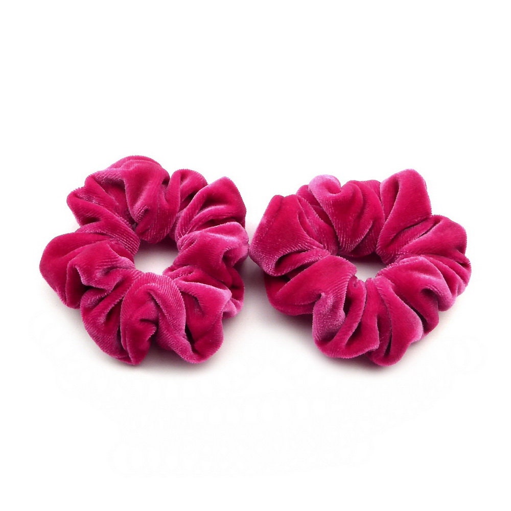 Lot de 2 chouchous scrunchie velours - fushia