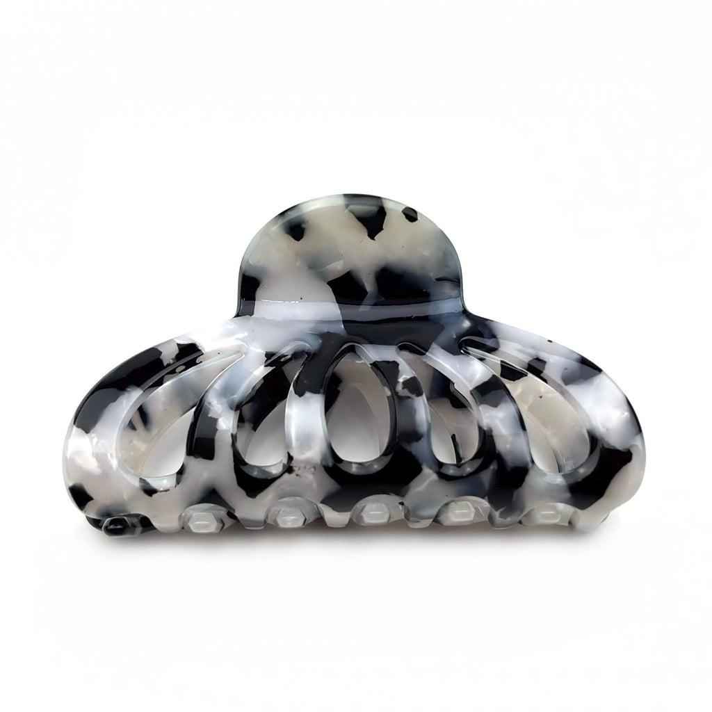 Pince à cheveux crabe 8cm motif tortue acétate gris