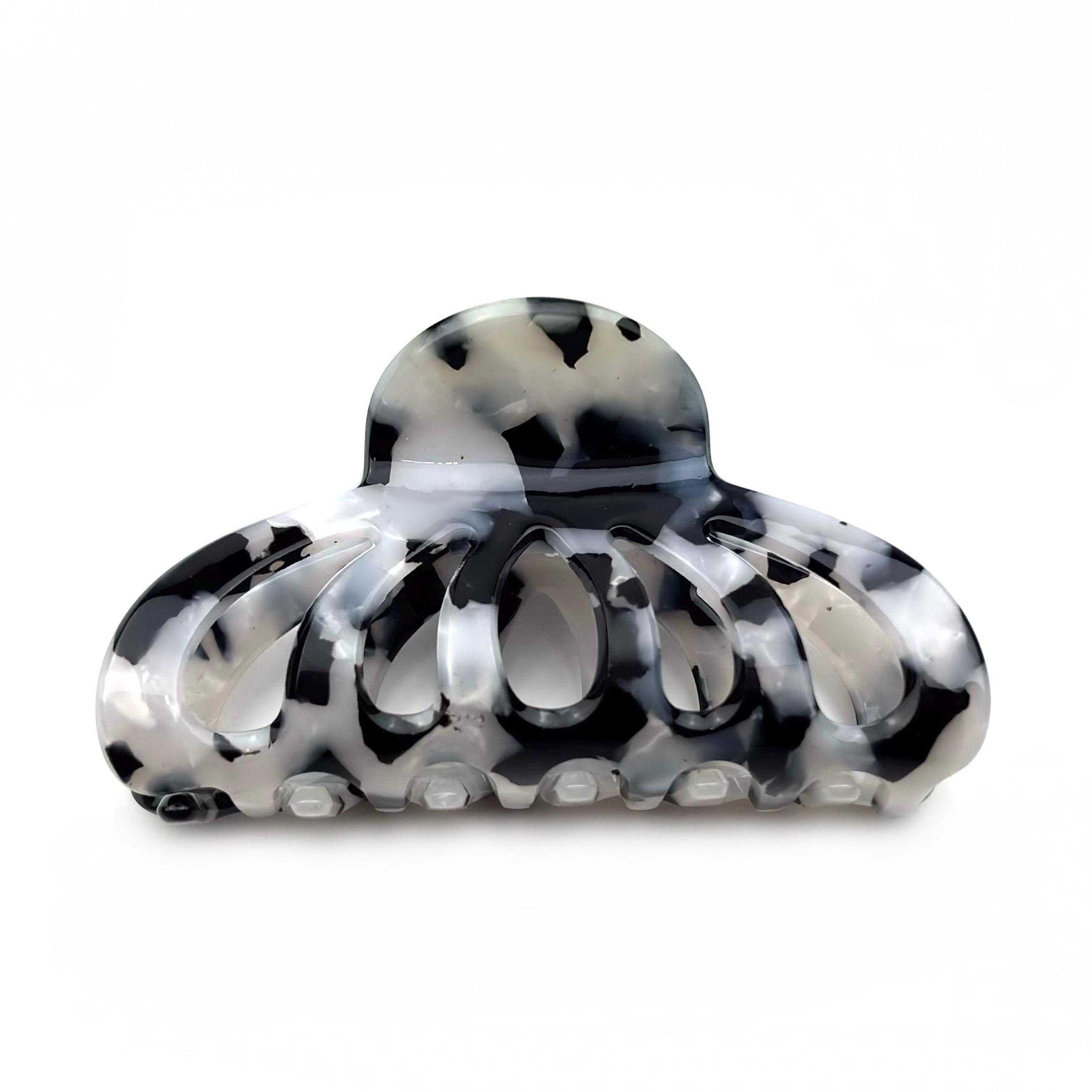 Pince à cheveux crabe 8cm motif tortue acétate gris