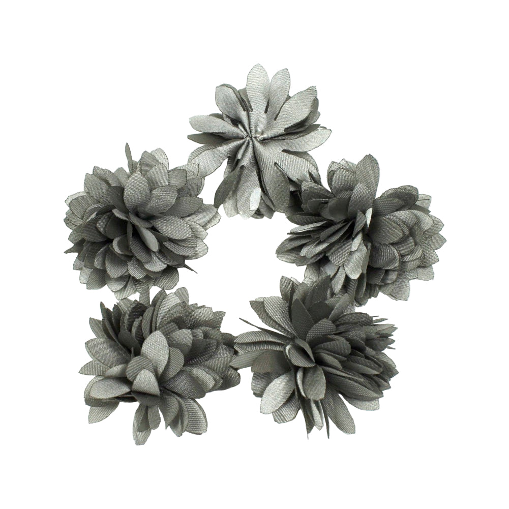 Lot de 5 petites fleurs satin gris