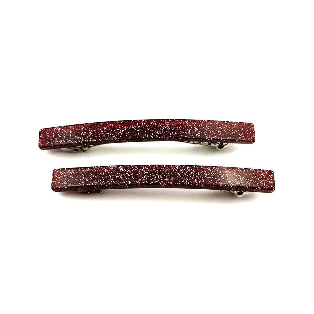 Barrettes cheveux fines paillette 7cm rouge - Lot de 2