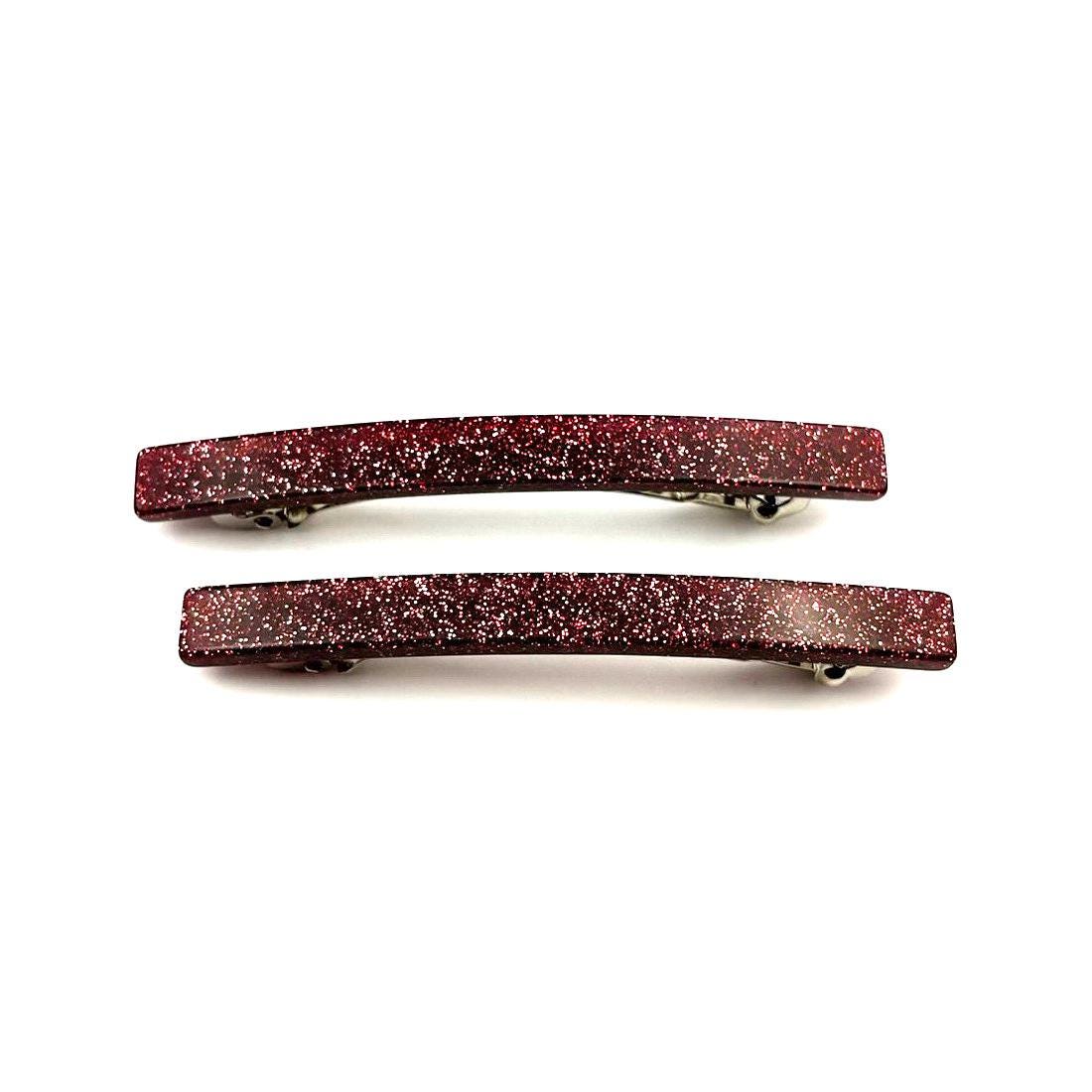 Barrettes cheveux fines paillette 7cm rouge - Lot de 2