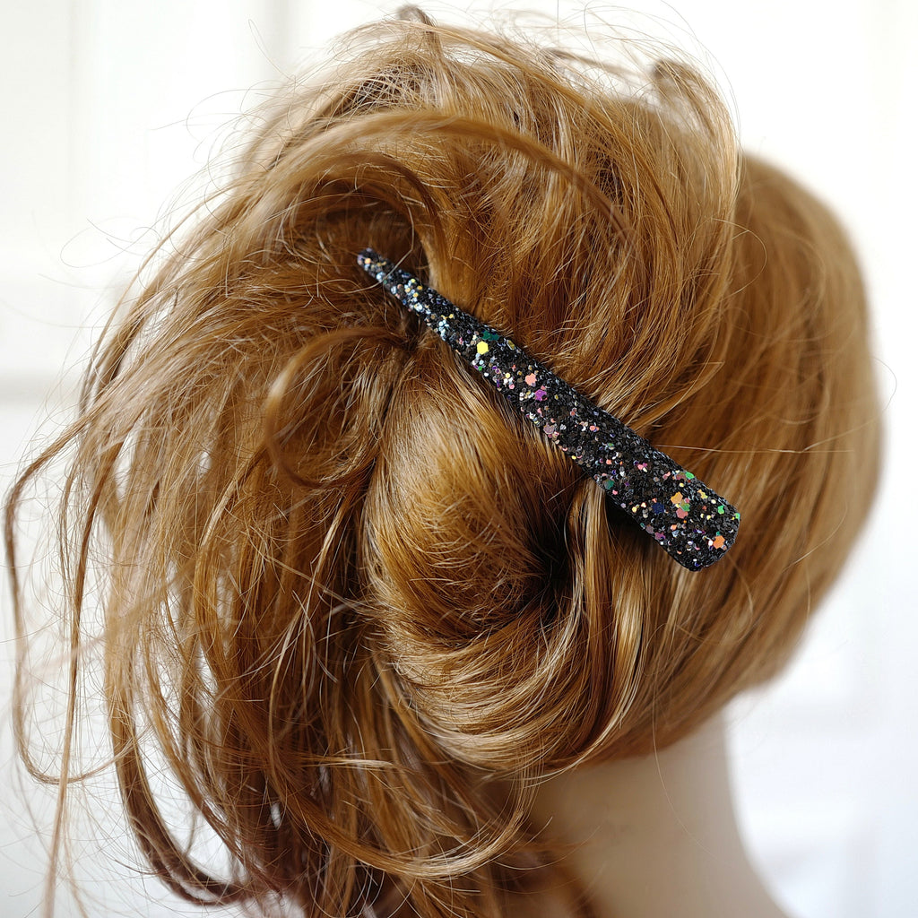 Grande pince cheveux concorde 10.5cm paillettes - doré