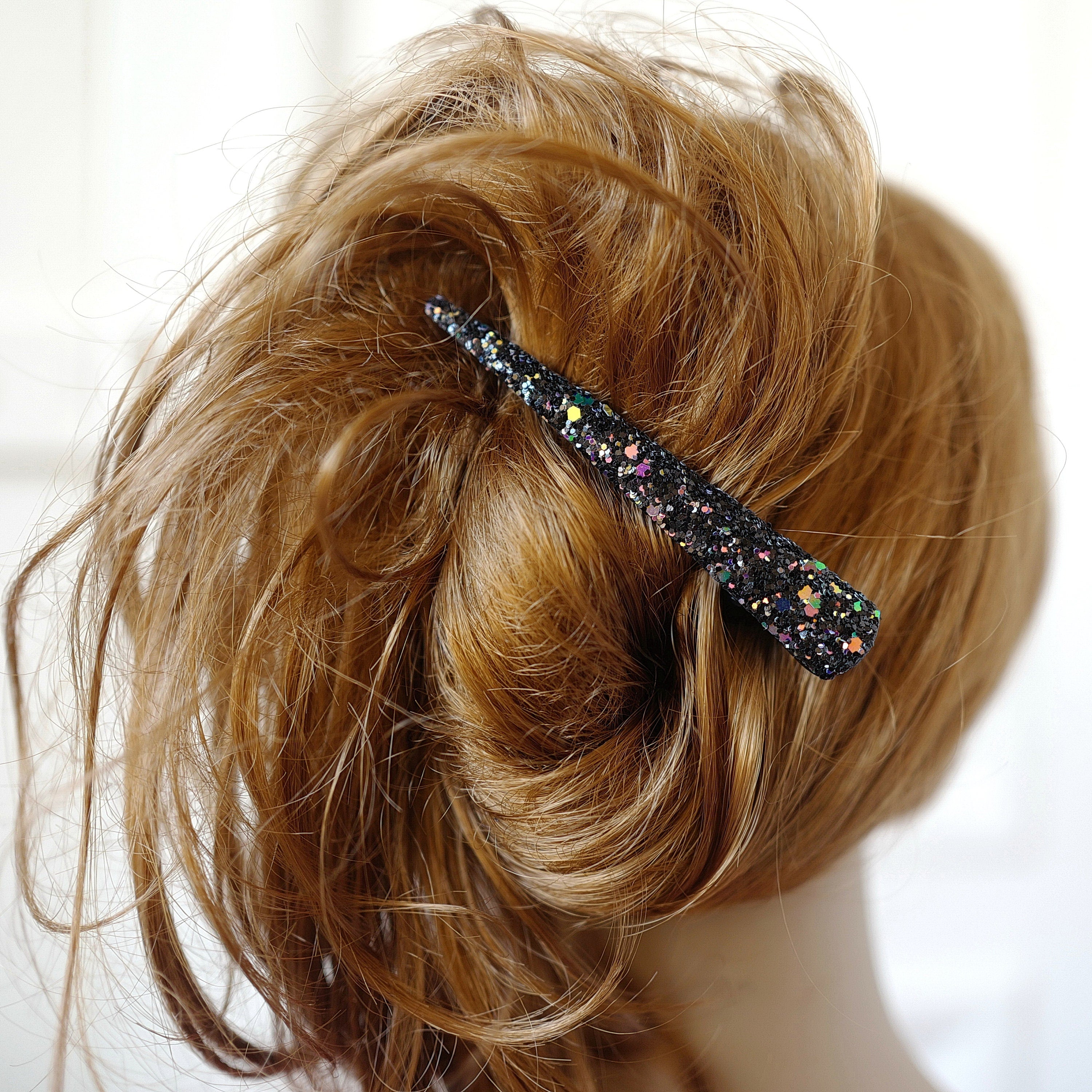 Grande pince cheveux concorde 10.5cm paillettes - doré