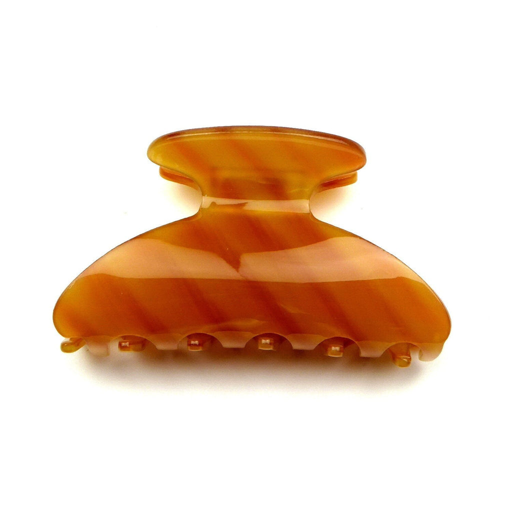 Pince à cheveux motif corne camel 8cm fait main