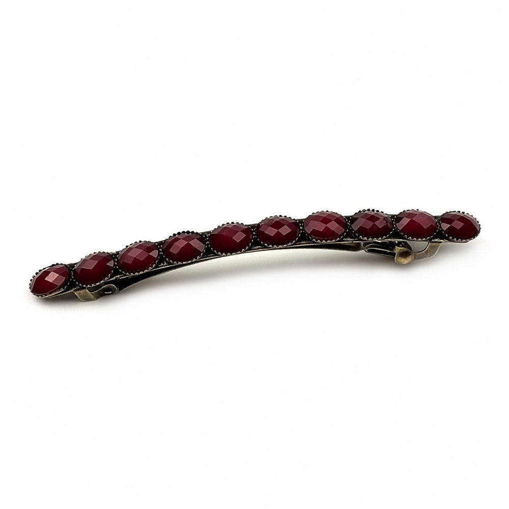 Barrette cheveux vintage longue avec perles à facette