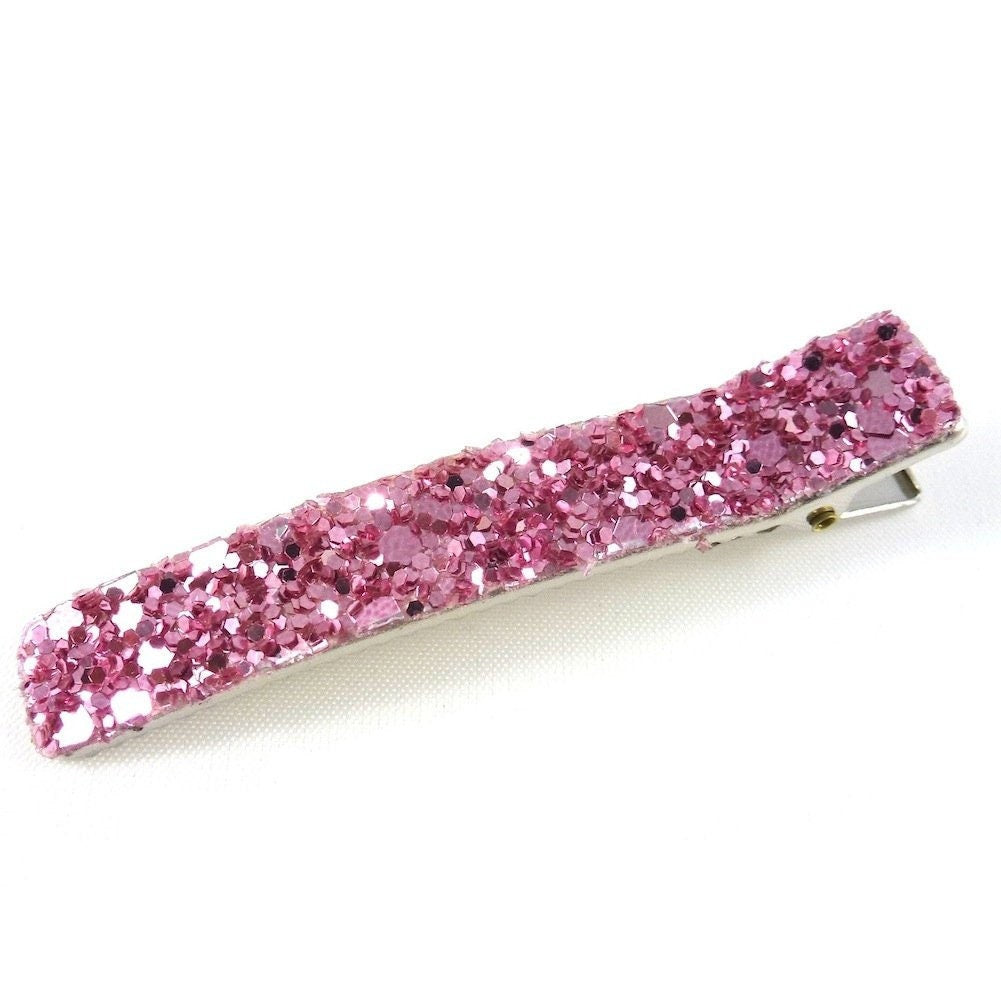 Pince cheveux paillettes 6cm - rose