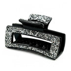 Pince cheveux paillette argent 8cm - crabe rectangulaire