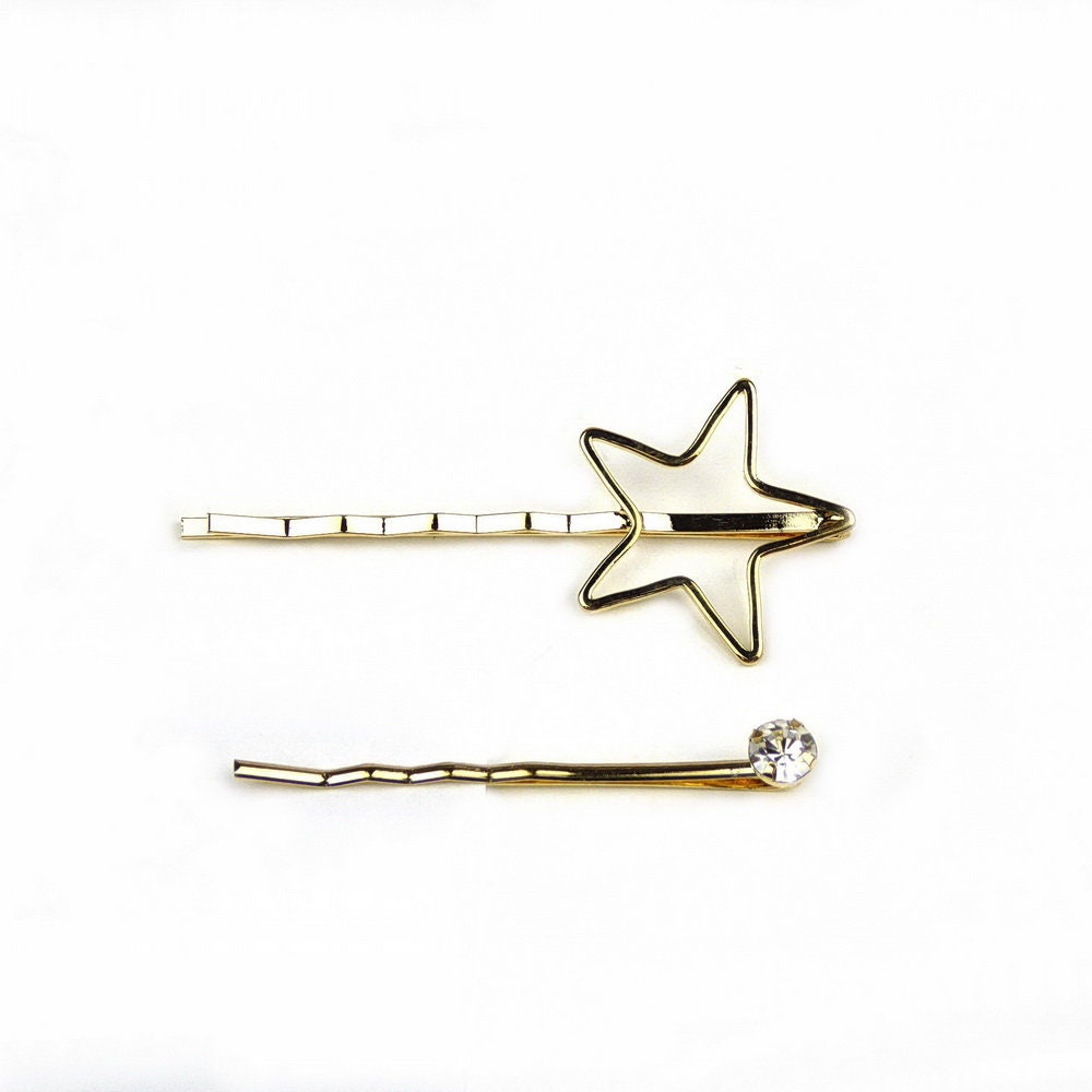  Lot de 2 Pinces Cheveux Étoile 5cm Métal doré