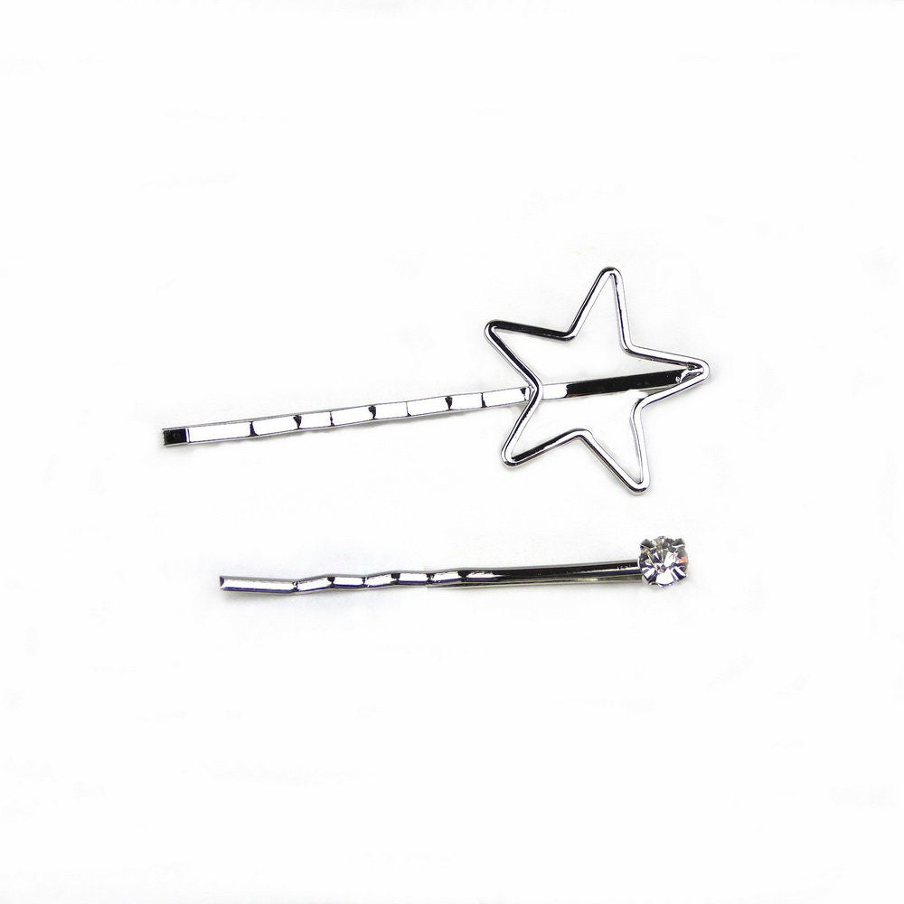 Lot de 2 Pinces Cheveux Étoile 5cm Métal argent