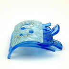 Pince à cheveux plate avec strass motif S – 8 x 6,2 cm bleu