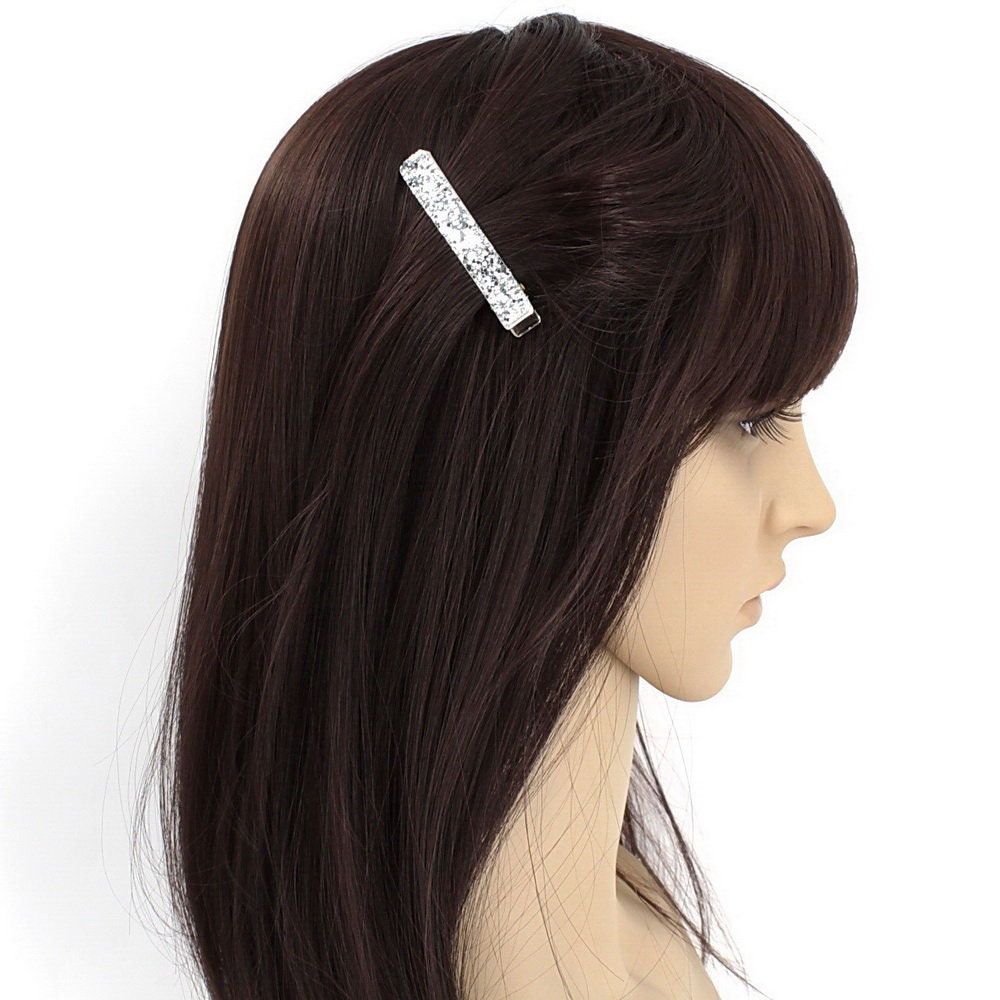 Pince cheveux paillettes 6cm - argenté