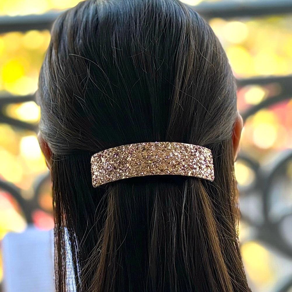 Barrette cheveux 9cm incurvée paillettes, accessoire cheveux