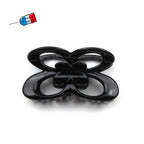 Pince à cheveux en acétate papillon 8cm - noir - Made in France