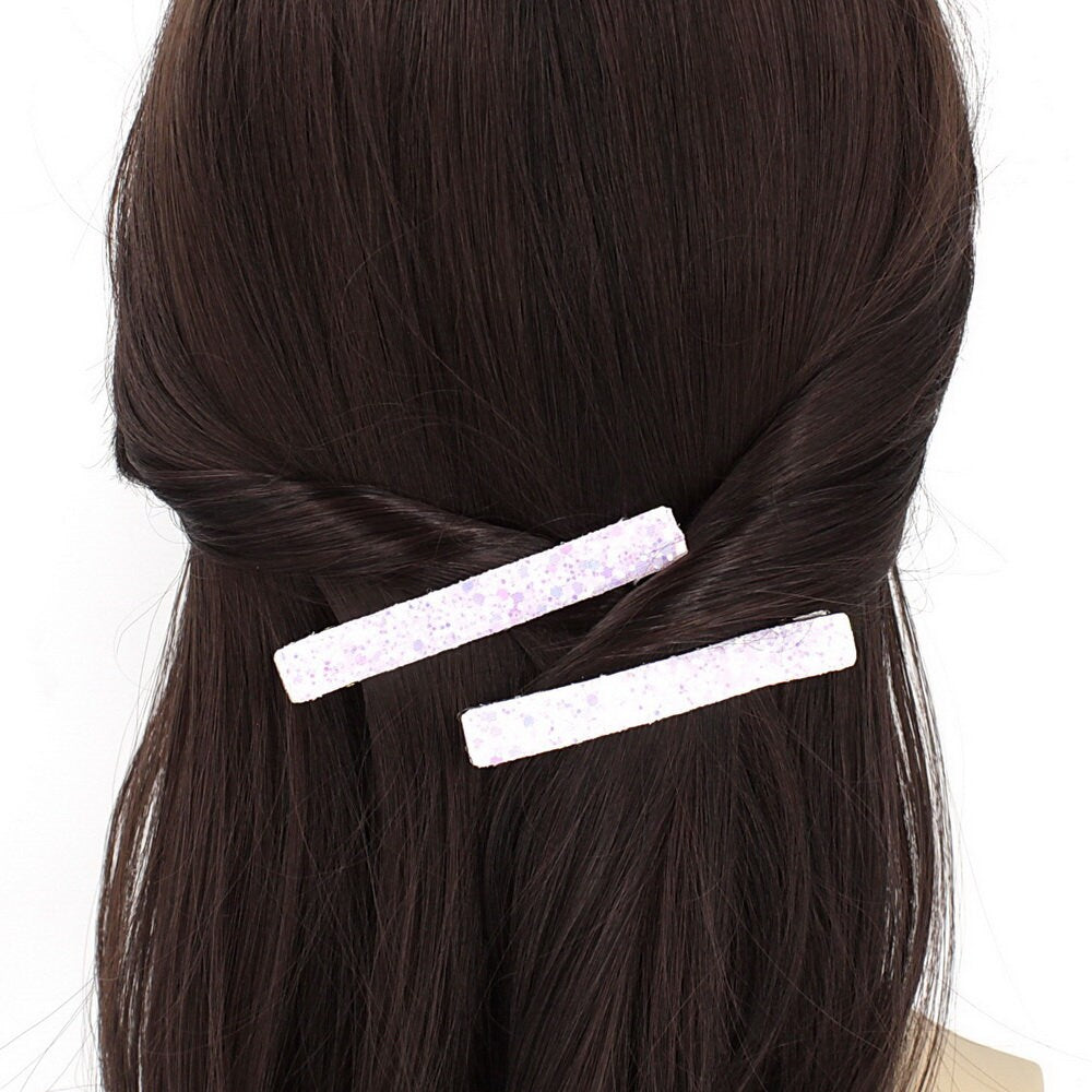 Pince cheveux paillettes 8cm - rose pale