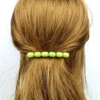 Barrette cheveux 8cm perles ovales vert