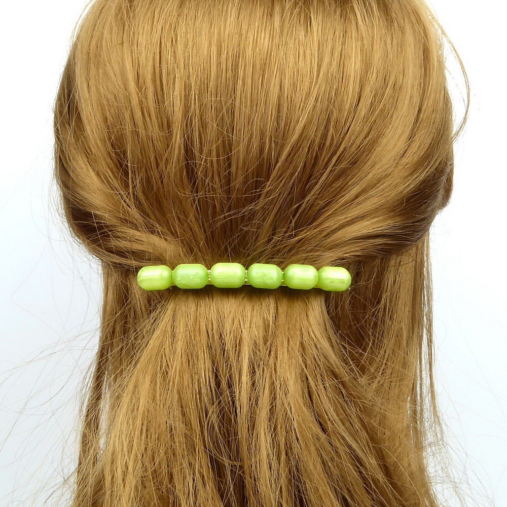 Barrette cheveux 8cm perles ovales