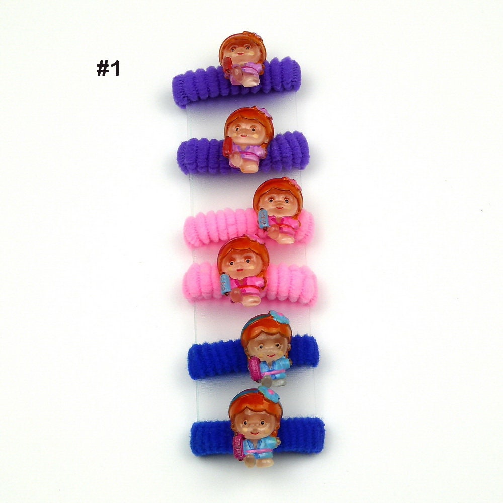 Elastiques cheveux enfant poupée, lot de 6 pcs
