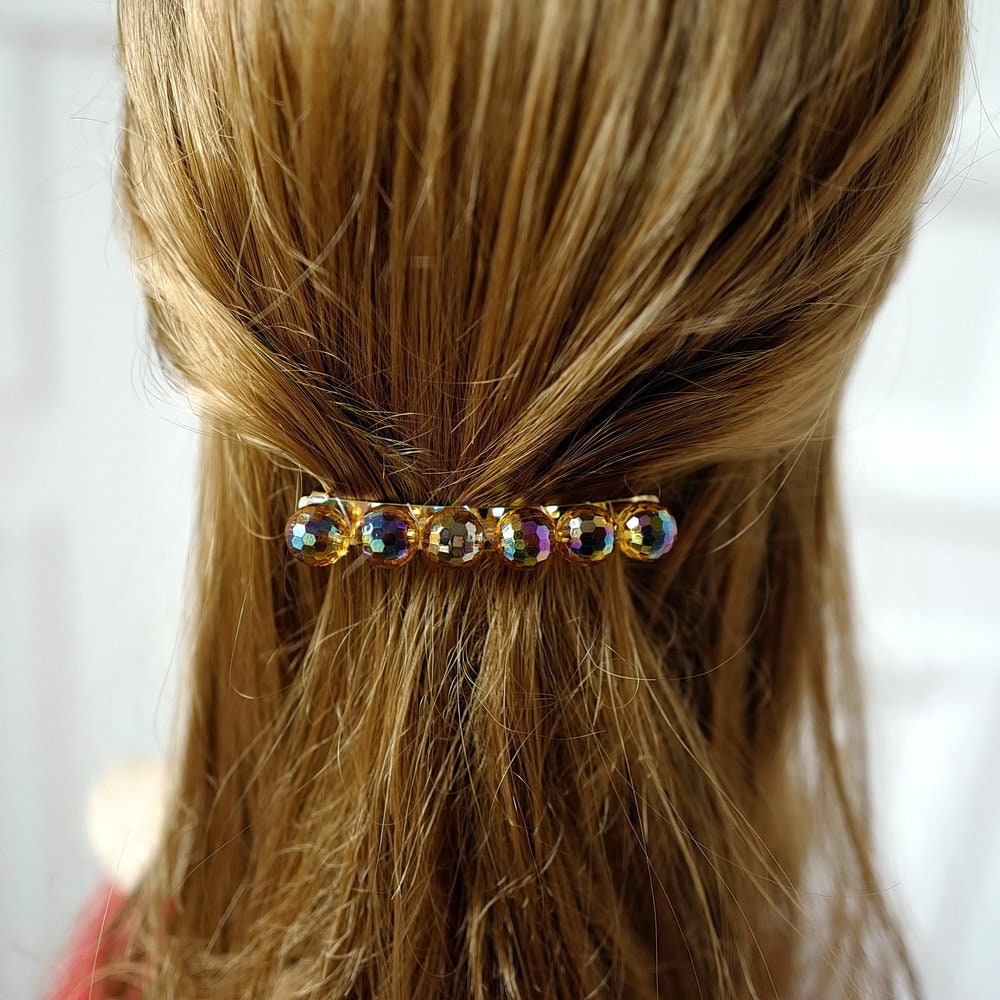 Barrette cheveux perles facette brillantes