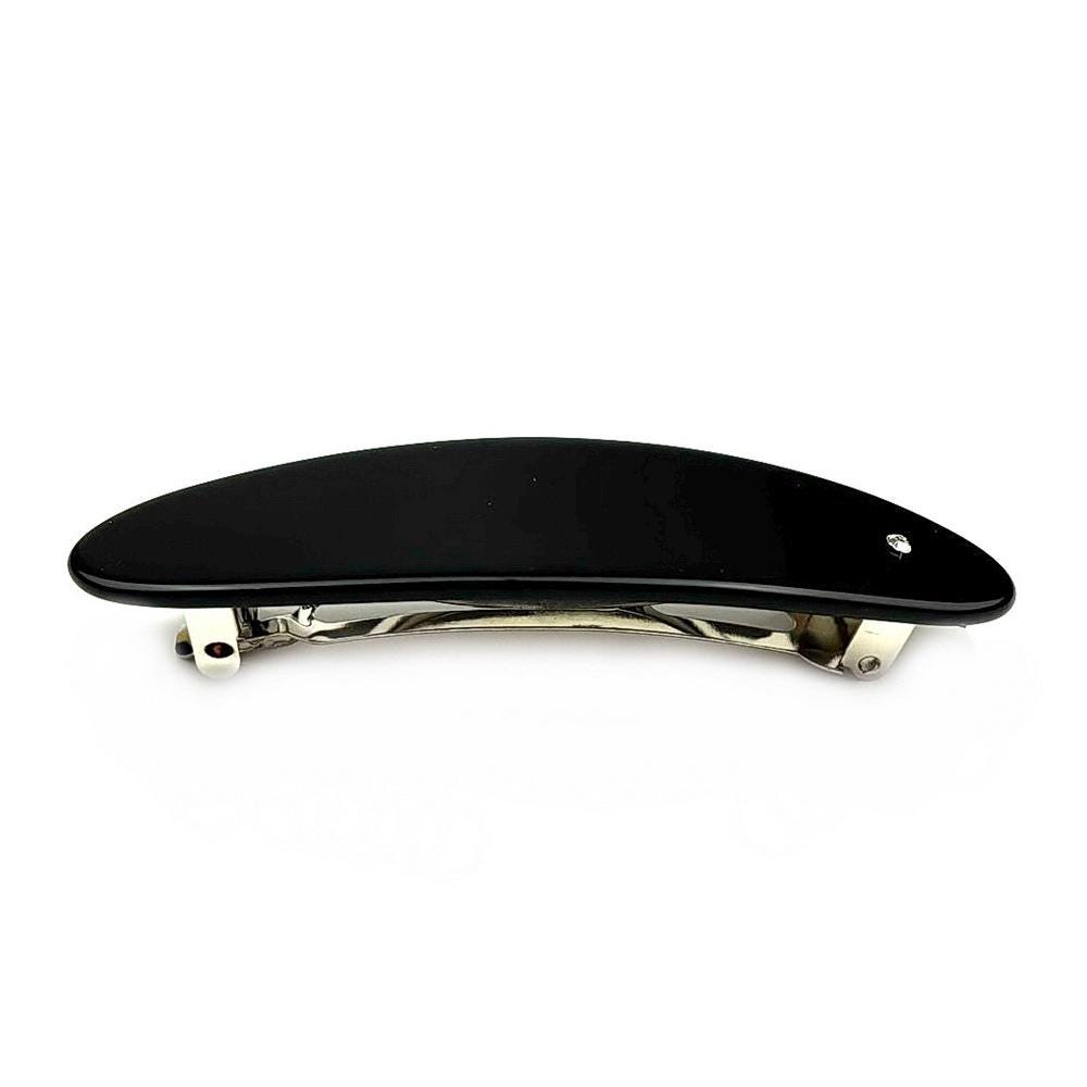 Barrette Cheveux Ovale Noir 9,5cm Strass Métal Clip Paris