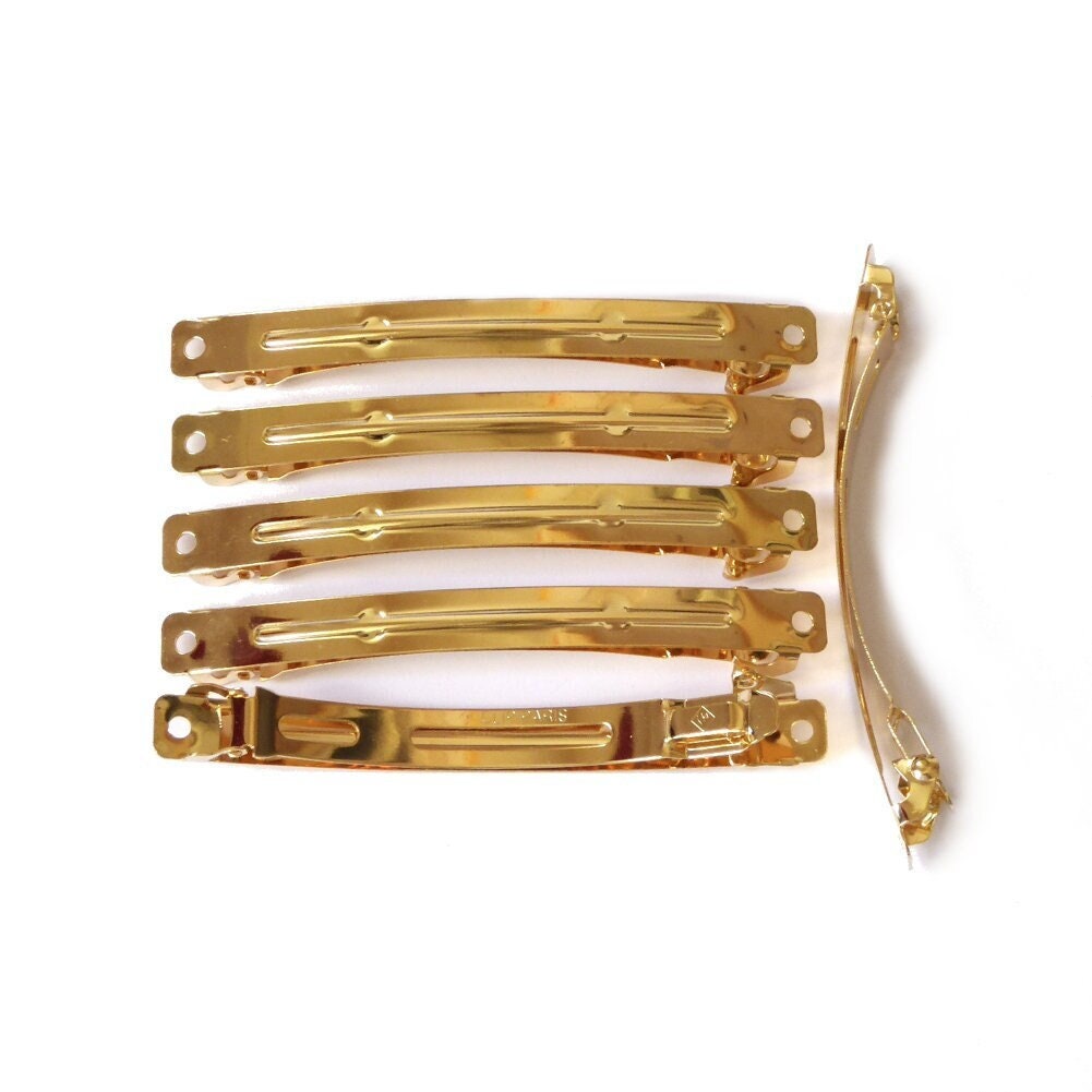 Barrettes 9cmx0.9cm monture "Clip Paris", or - Lot de 10