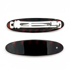 Barrette Cheveux Ovale Celluloid Marron 9,5cm Strass Métal Clip Paris