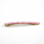 Barrette Cheveux Fine Perles de Rocaille Rose 8cm
