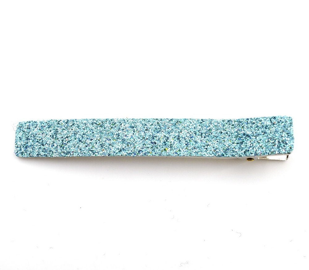 Pince cheveux paillettes 8cm - bleu