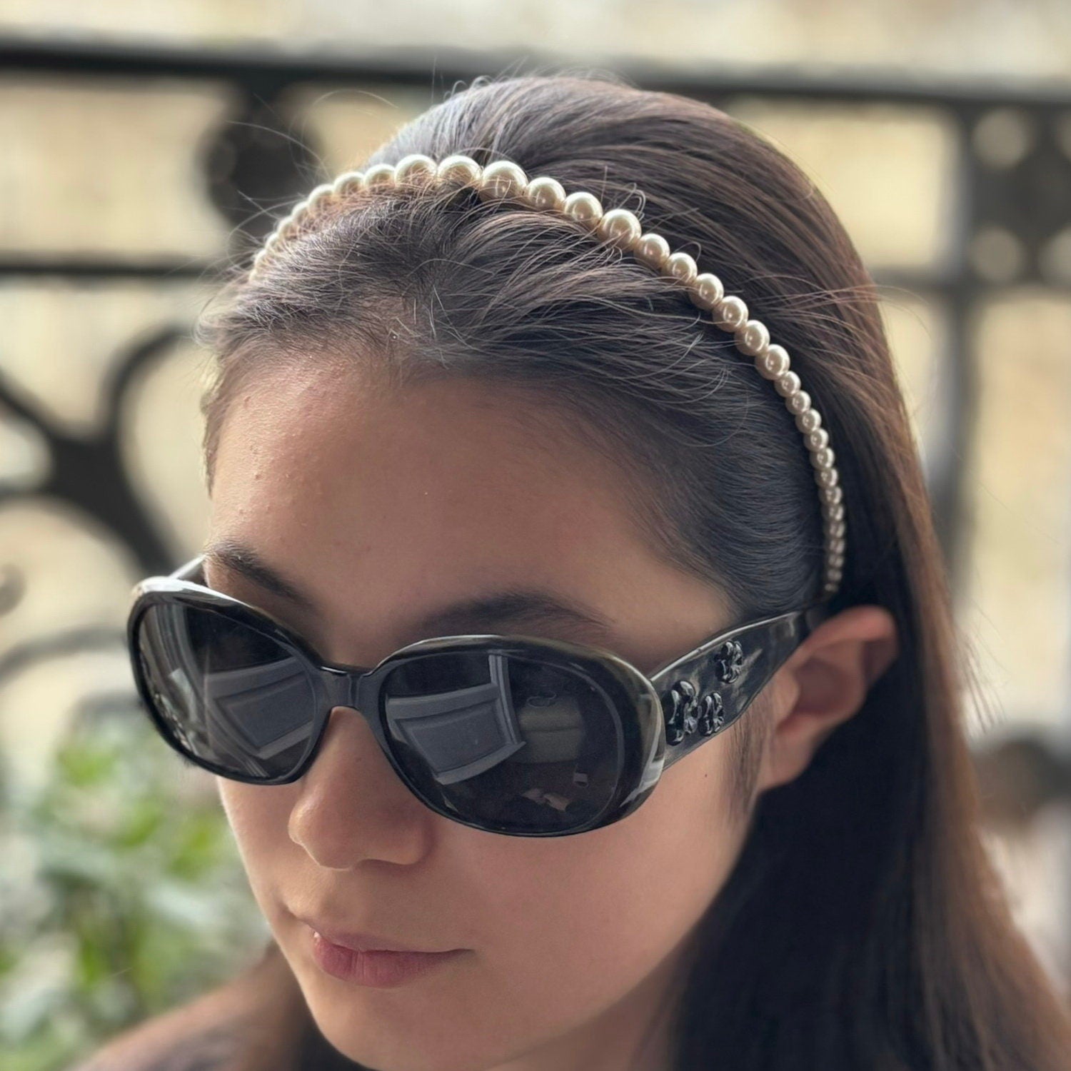 Serre tête couronne perles nacrées