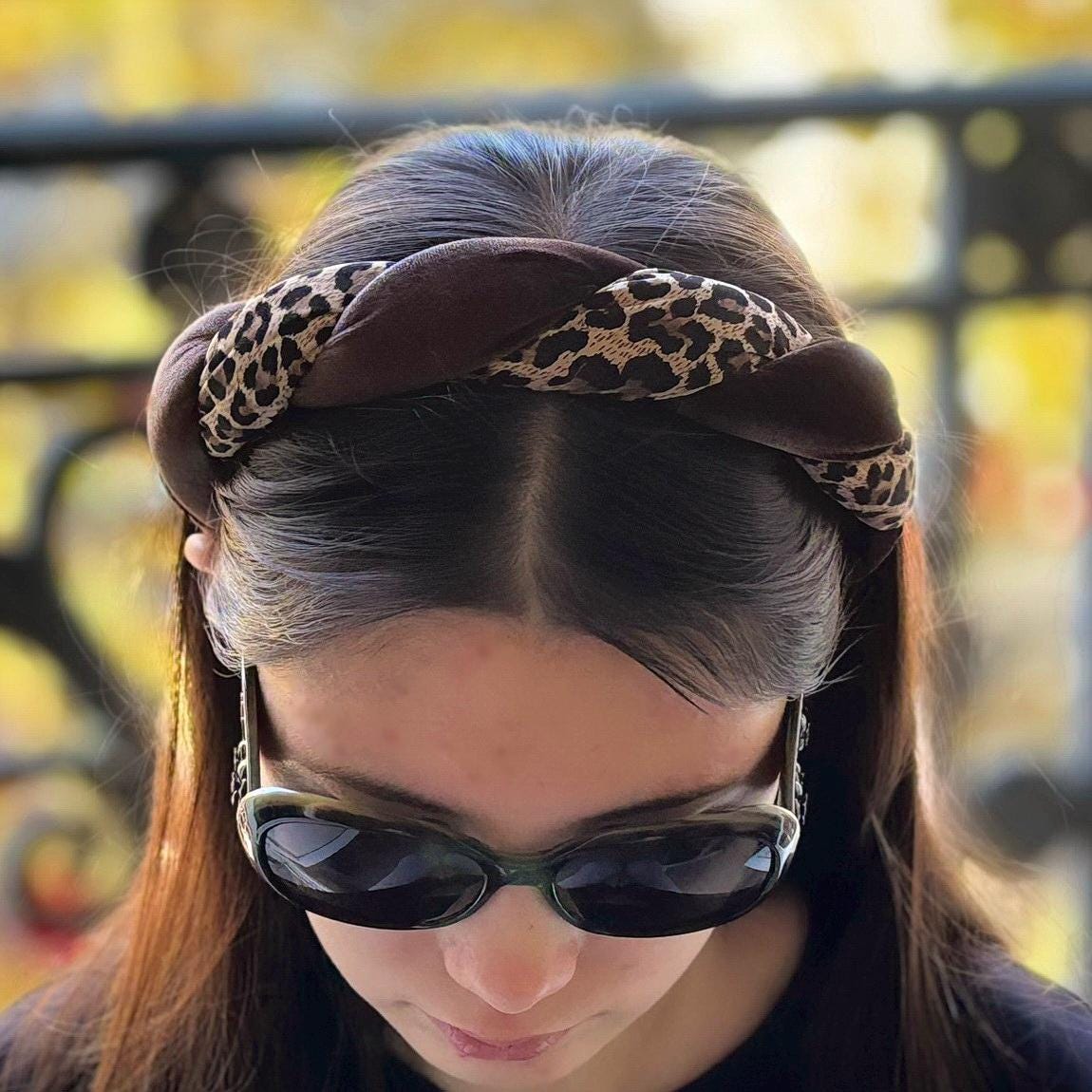 Gros serre tête tressé velours et satin plissé