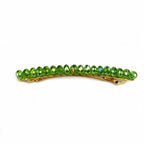 Barrette cheveux perles cristaux vert 8.5cm