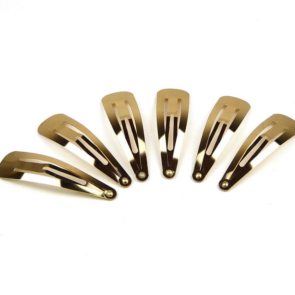 Lot 10 pinces cheveux clic clac dorées 5.8cm
