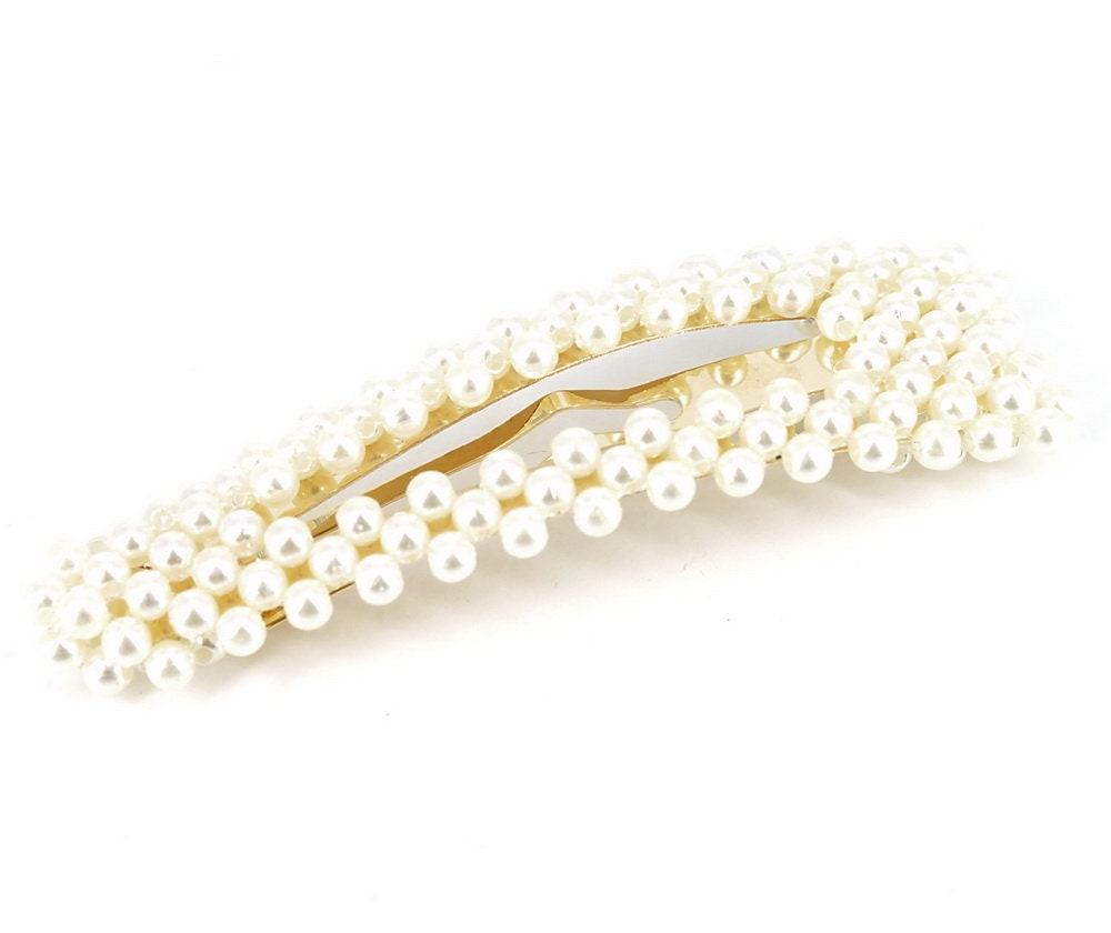 Barrette cheveux perles clic clac 