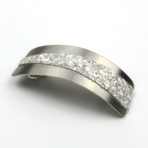 Barrette cheveux métal avec paillette, argenté