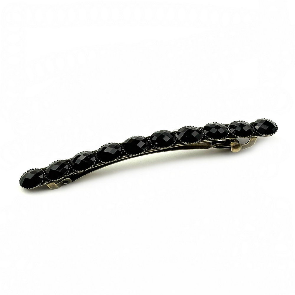Barrette cheveux vintage longue avec perles à facette