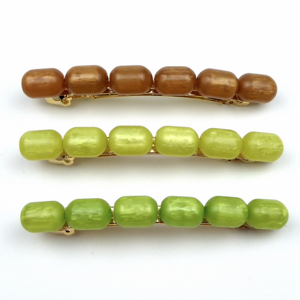 Barrette cheveux 8cm perles ovales