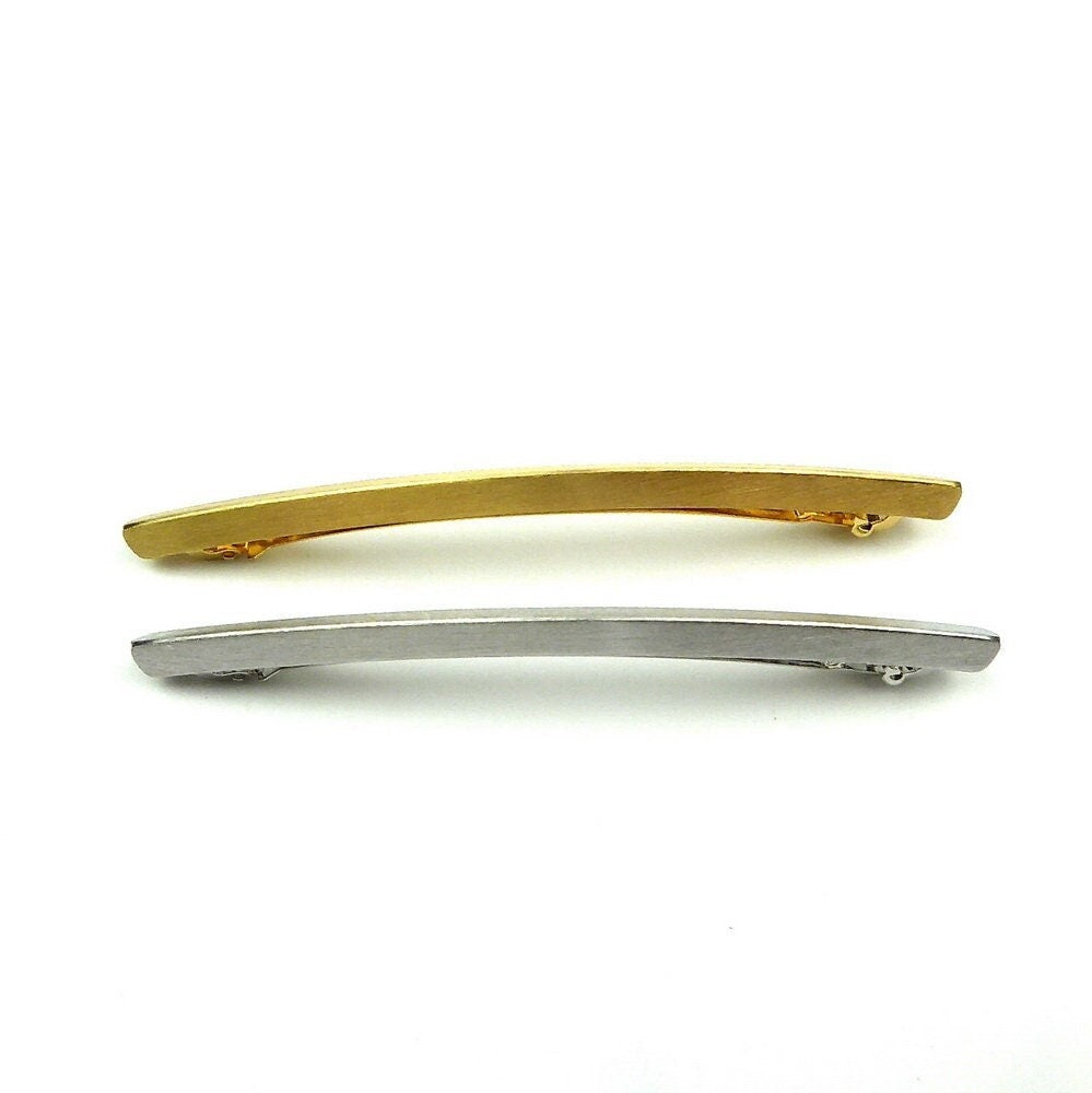 Barrette cheveux fine longue en métal brossé