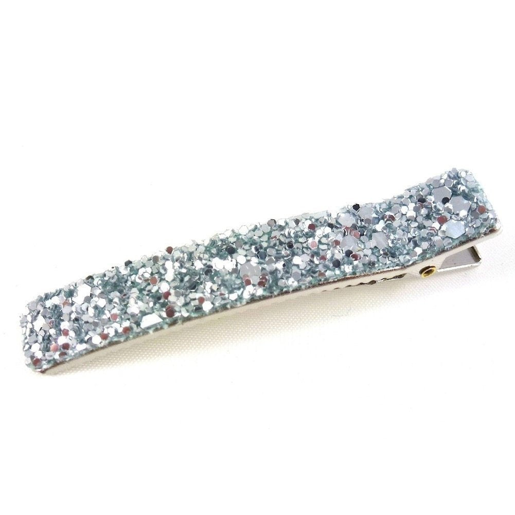 Pince cheveux paillettes 6cm - argenté