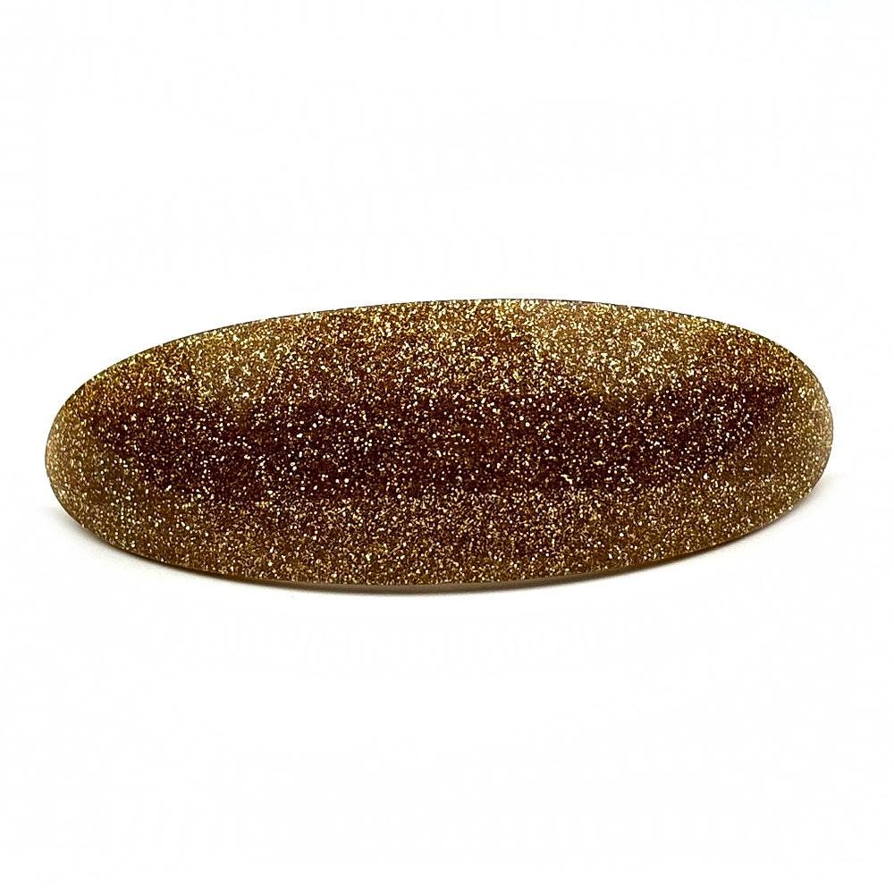 Barrette cheveux ovale incurvée paillette 9.5cm - ambre